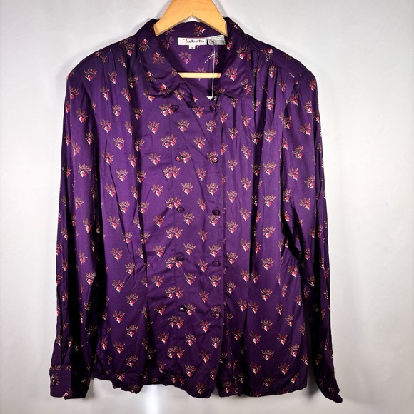 Talbots Tops - Vintage Talbots Top Size 14 Artsy Retro Cottage Modest Button Up Double Breasted